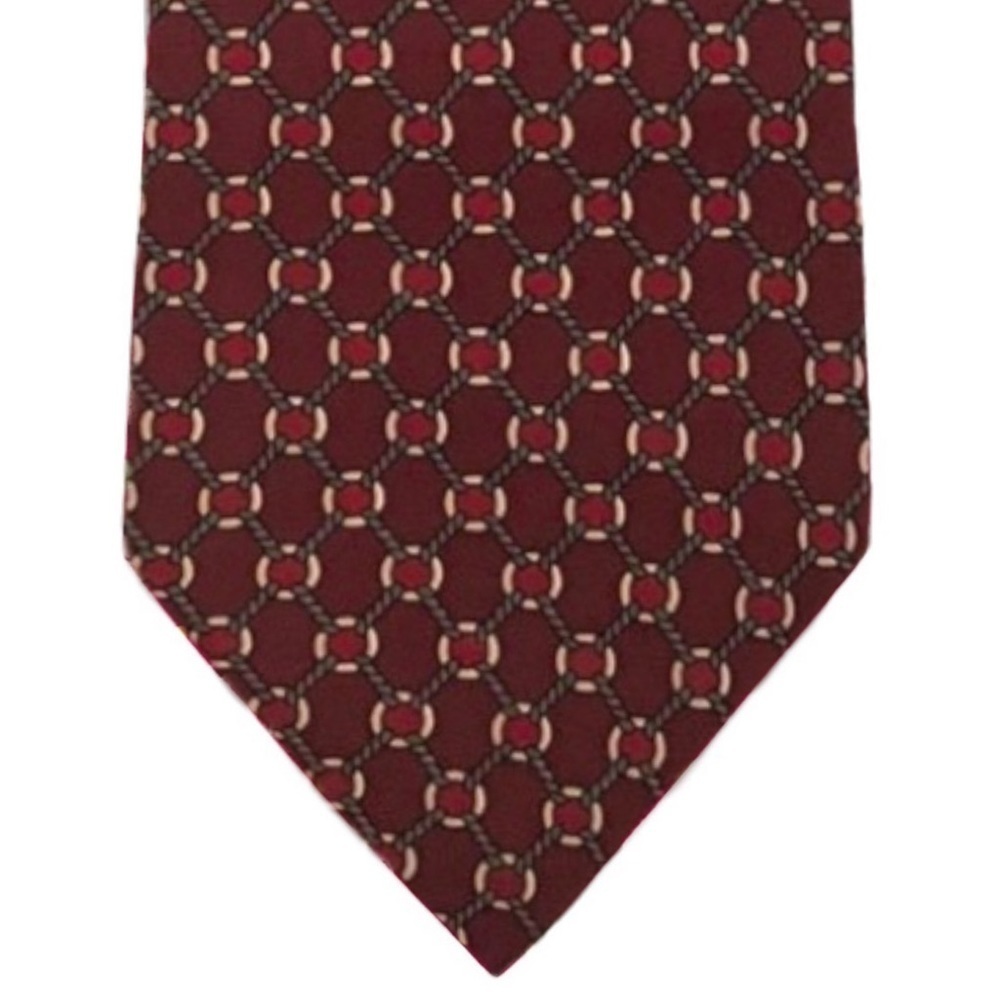 BURBERRY • Burgundy Western Rope Equestrian Silk Classic Tie Made In Italy - Picture 8 of 9